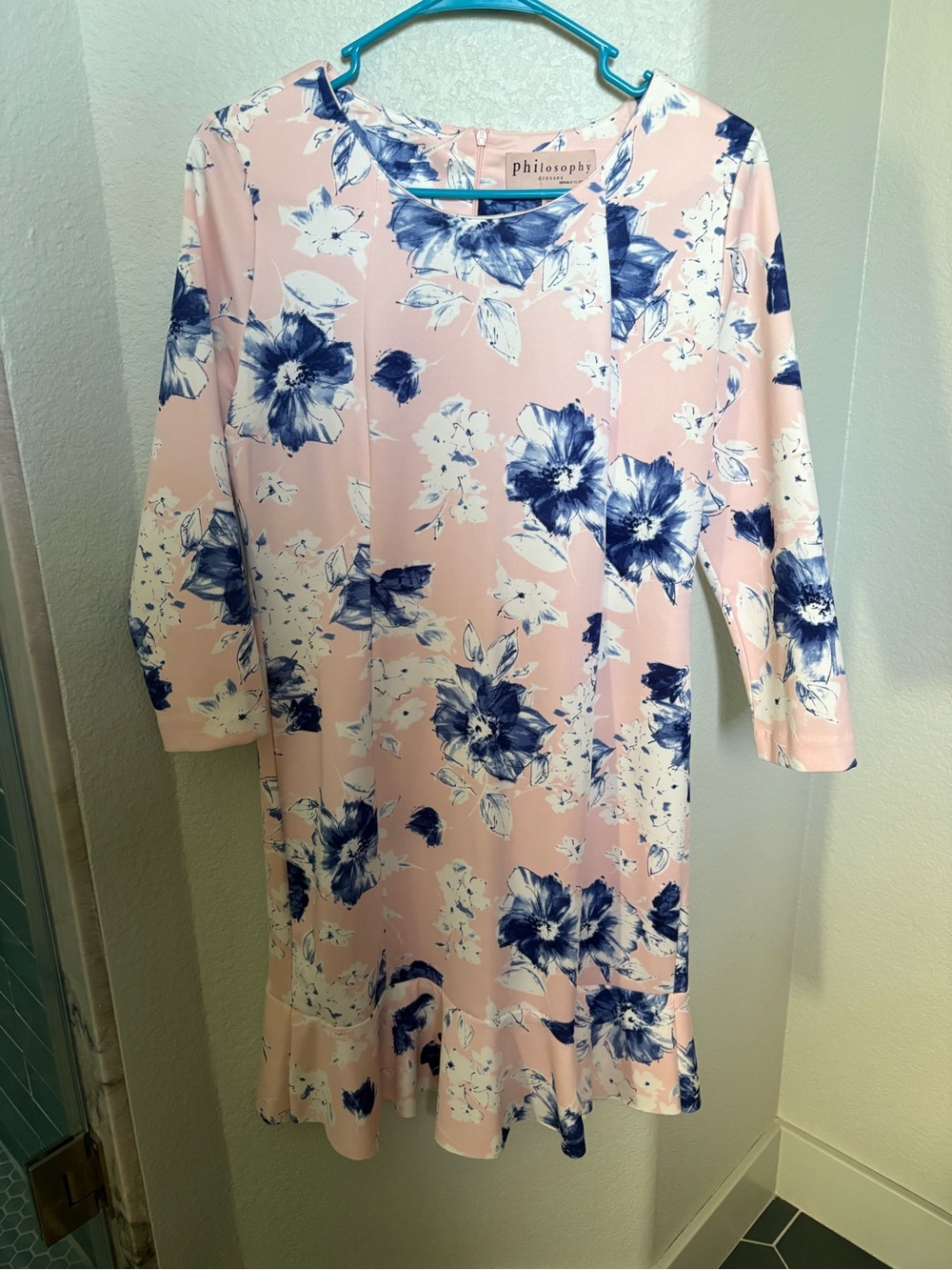 Philosophy Pink Dress with Navy Floral Print
